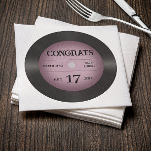Retro Pink Vinyl Record Hochzeitsgratulation Serviette