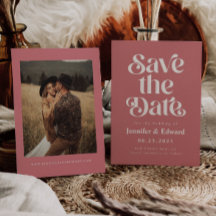 Retro Pink Wedding Save the Date
