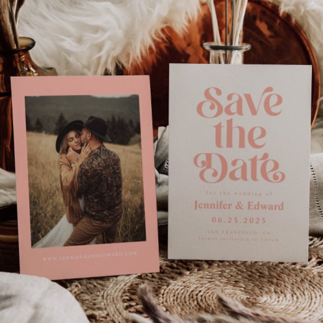 Retro Pink Wedding Save The Date (Von Creator hochgeladen)