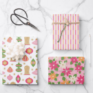 Retro Pink Weihnachten / Feiertagsgeschenk Wrappin Geschenkpapier Set