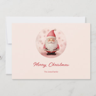 Retro Pink Weihnachtsmann Feiertagskarte