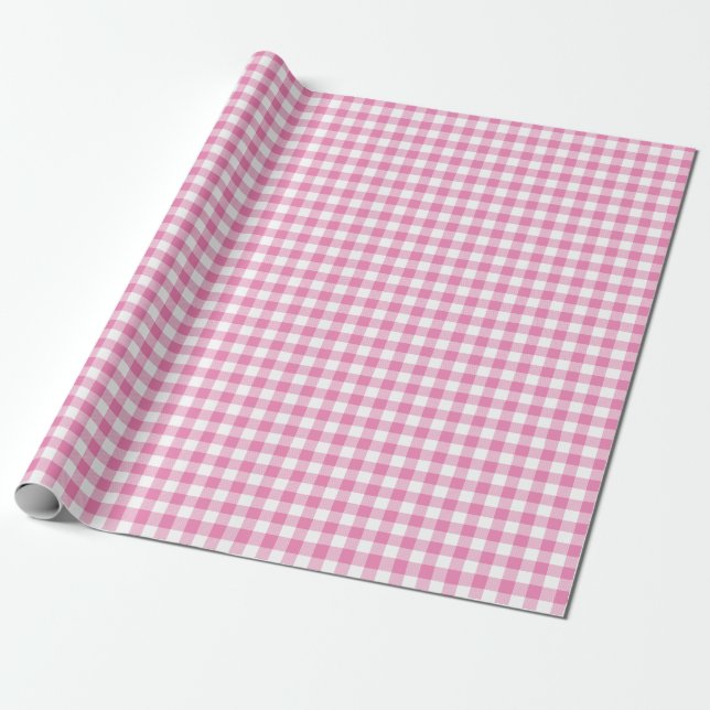 Retro Pink Weißes Weihnachtsfest Neujahr Tartan Ka Geschenkpapier (Ungerollt)