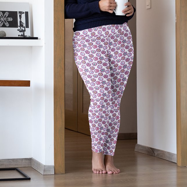 Retro Pink Xmas Ornamente Weihnachten Pajama Pants Leggings (Von Creator hochgeladen)