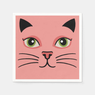 Retro Pinke Katze Serviette