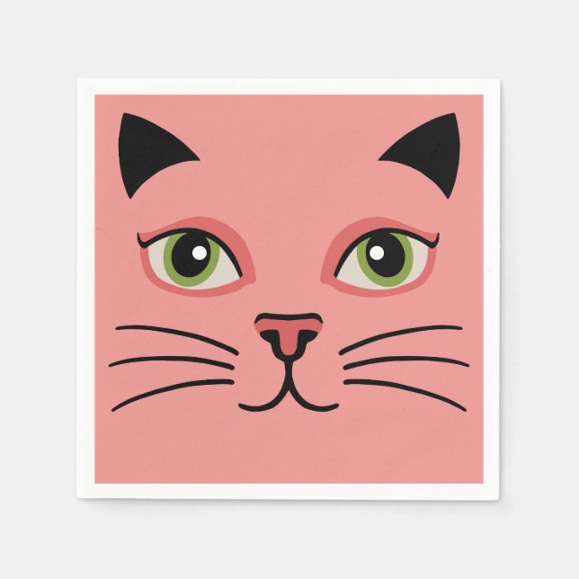 Retro Pinke Katze Serviette (Vorderseite)