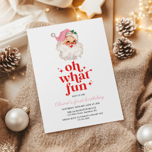 Retro Pinker Weihnachtsmann Oh was für ein lustige Einladung