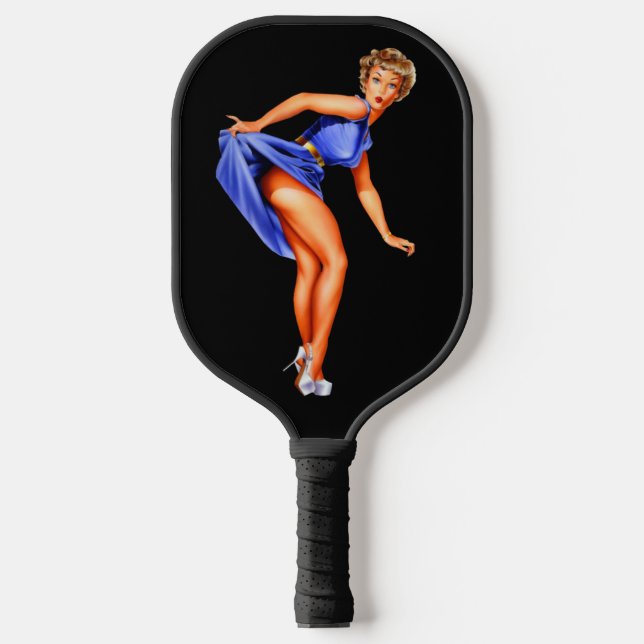 RETRO PINKUP GIRL PICKLEBALL PADDLE (Vorderseite)