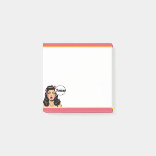 Retro Pinup_ Action Geladen Post-it Klebezettel
