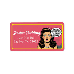 Retro Pinup_ Action verpackt Adressaufkleber