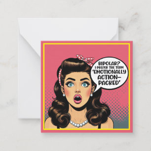 Retro Pinup_ Action verpackt Mitteilungskarte