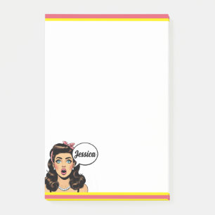 Retro Pinup_ Action verpackt Post-it Klebezettel