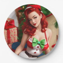 Retro-Pinup-Feiertags-Papierteller
