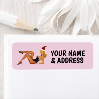 RETRO PINUP GIRL CHRISTMAS RETURN ADDRESS LABELS