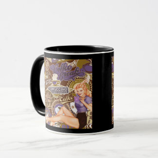 Retro-Pinup-Girl-Collage zum Kaffeetrinken Tasse