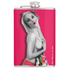 Retro Pinup Girl Hip Flask Cherrie Alt Pink Flachmann