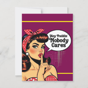 Retro Pinup_ Hey Pudding Postkarte