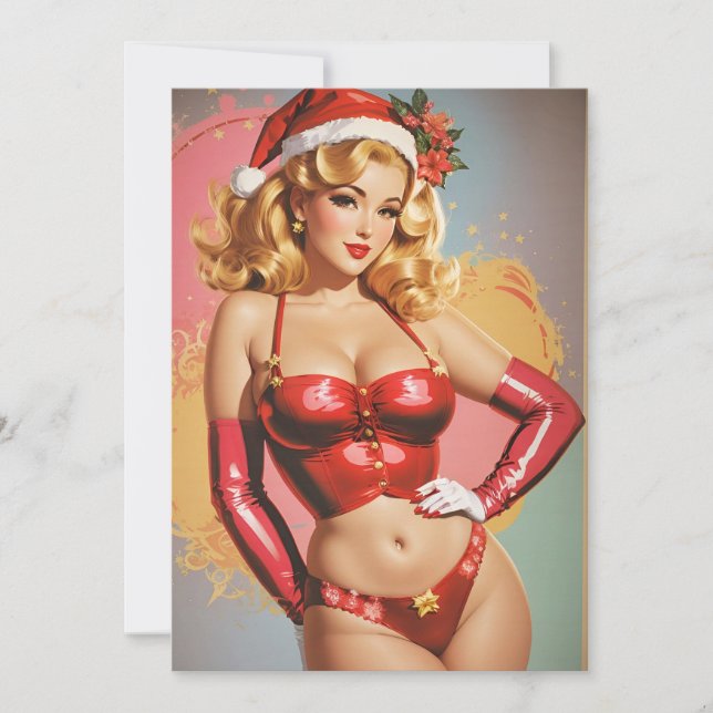 Retro Pinup Holiday Grußkarte Feiertagskarte (Vorderseite)