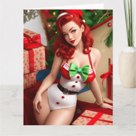 Retro Pinup Holiday Grußkarte Karte