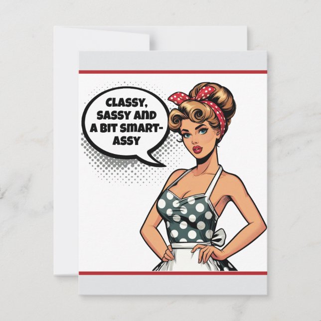 Retro Pinup_ Smart Assy RSVP Karte (Vorderseite)