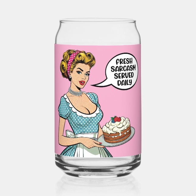 Retro Pinup_ täglich serviert Dosenglas (Vorderseite)