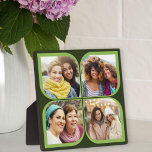 Retro Pinwheel Blume Petal 4 Foto Collage Grün Fotoplatte<br><div class="desc">Stilvolles Foto-Display in zwei Töngrün mit Retro-Pinwheel Stil Foto Collage. Die Fotovorlage ist für Sie ein Set, um 4 Ihrer Lieblings-Fotos hinzuzufügen, die automatisch in den Blume Blätter Formen angezeigt werden. Wenn Sie Probleme mit der Bildplatzierung haben, versuchen Sie, Ihr Foto auf ein Quadrat zuzuschneiden und neu hochzuladen. Wenn Sie...</div>