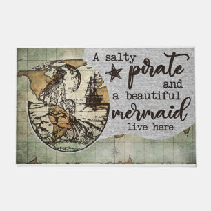 Retro Pirate und seine Meerjungfrau Doormat Fußmatte