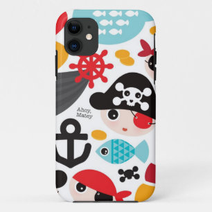 Retro Piratenillustrationssegeln iPhone 11 Hülle