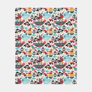 Retro Piratenillustrationssegeln Fleecedecke