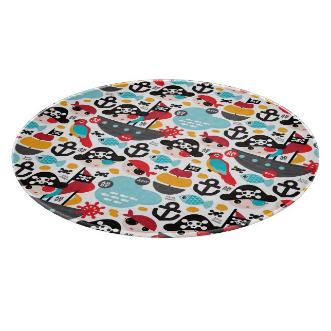 Retro Piratenillustrationssegeln Schneidebrett (Ecke)