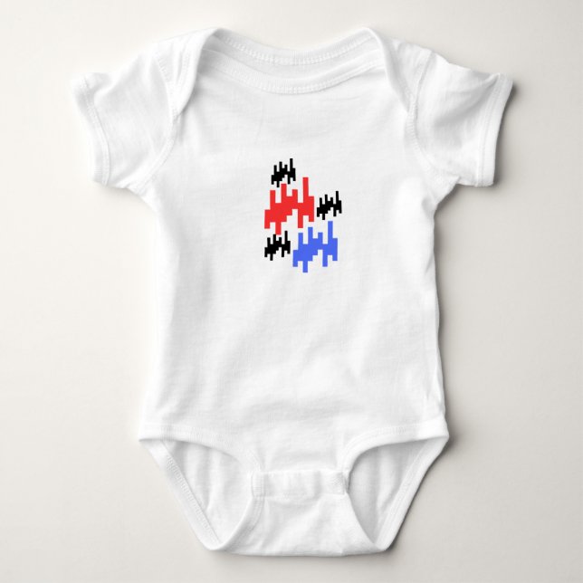Retro Pixel Alien Baby Bodysuit;Cute Arcade Style Strampler (Vorderseite)