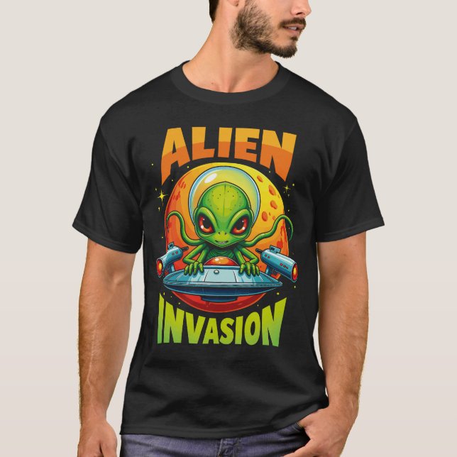 Retro Pixel Alien Invasion T-Shirt (Vorderseite)