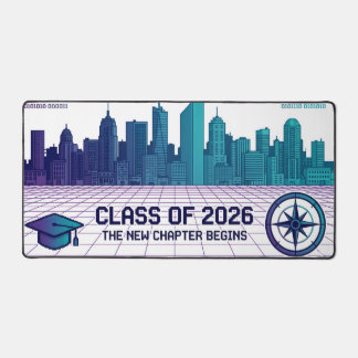 Retro Pixel Art Class of 2026 Cyberpunk Cityscape  Schreibtischunterlage