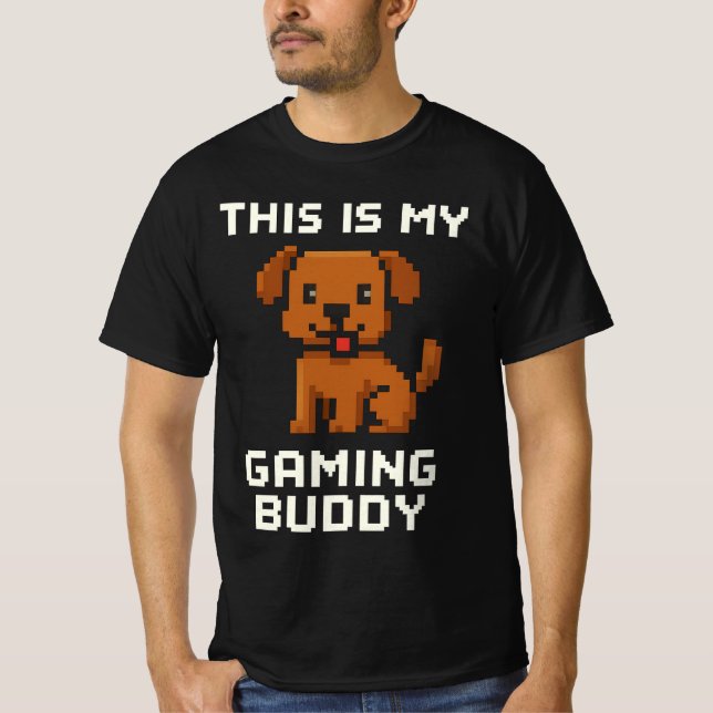 Retro Pixel Art Dog - "Das ist mein Gaming Buddy G T-Shirt (Vorderseite)