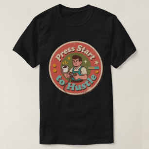 Retro-Pixel-Art Drück Start um loszulegen Kaffee T-Shirt