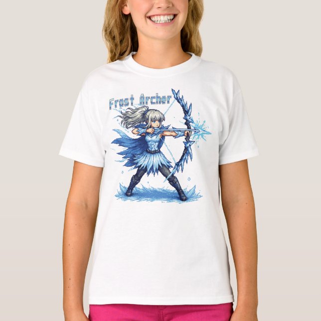 Retro Pixel Art Frost Archer Warrior T-Shirt (Vorderseite)