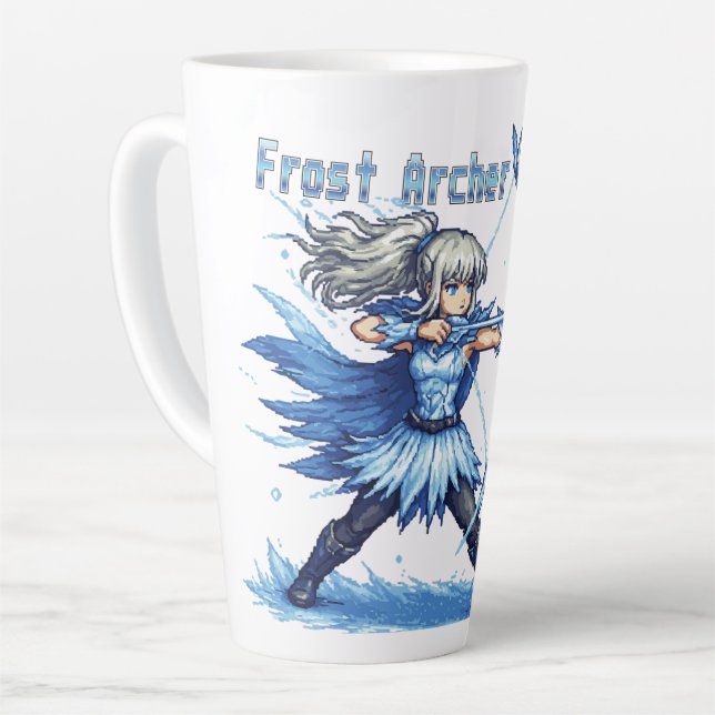 Retro-Pixel-Art Frostbogenschütze Krieger Milchtasse (Linke Ecke)