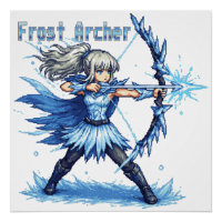 Retro-Pixel-Art Frostbogenschütze Krieger