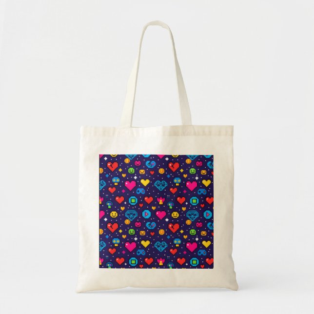 Retro-Pixel-Art-Gaming-Canvas-Tasche Tragetasche (Vorne)