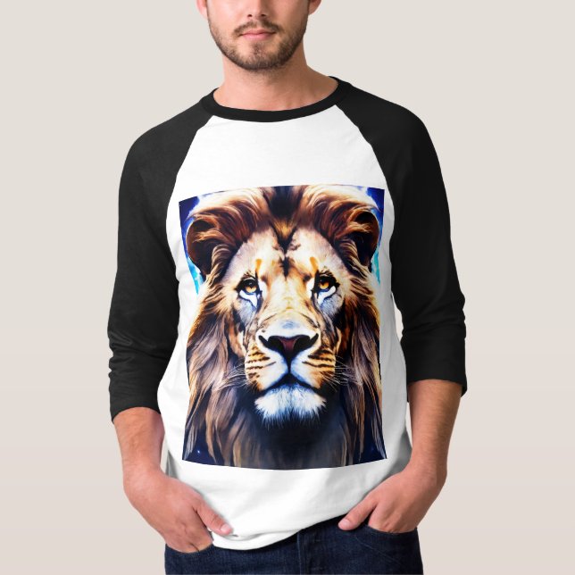 "Retro Pixel Art Lion T - Shirt - Geometrisches Ga (Vorderseite)