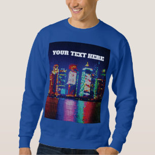Retro-Pixel-Art-Neon-Stadt-Skyline-T-Shirt Sweatshirt