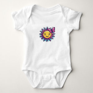Retro-Pixel-Art-Sonne- und Schmetterlings-Grafik S Baby Strampler