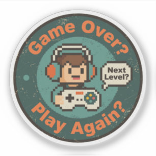 Retro-Pixel-Art-Spiel Vorbei Erneut Spielen Gamer- Aufkleber