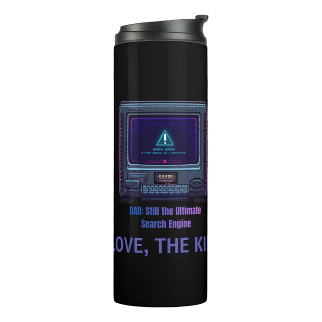 Retro-Pixel-Art-Tech-Vater personalisiertes Gesche Thermosbecher (Nach links gedreht)
