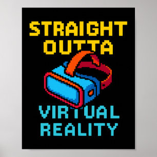 Retro-Pixel-Art-Virtual-Reality-Grafik für einen V Poster
