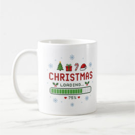 Retro-Pixel-Art-Weihnachten-Ladevorgang 75 Prozent Kaffeetasse