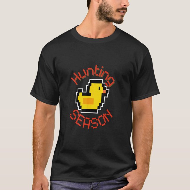 Retro Pixel Duck Jagdsaison Design T-Shirt (Vorderseite)