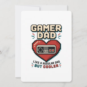 Retro-Pixel-Herz-Controller Gamer-Vater Einladung
