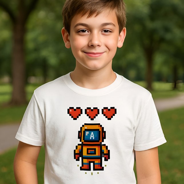 Retro Pixel Space Kids T - Shirt (Von Creator hochgeladen)