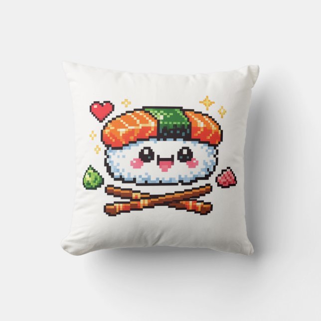 Retro-Pixel süße Kawaii Sushi Kissen (Vorderseite)
