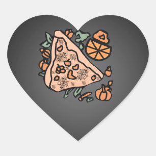 Retro Pizza mit Pumpkin-Drehung Herz-Aufkleber